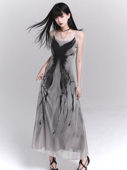 Ghost Girl Gray Suspender Dress