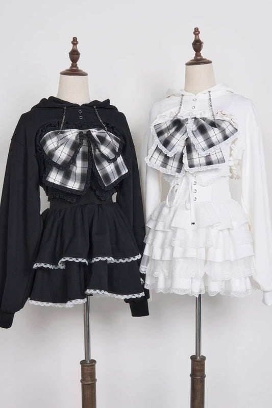 Ribbon vest + short sweatshirt