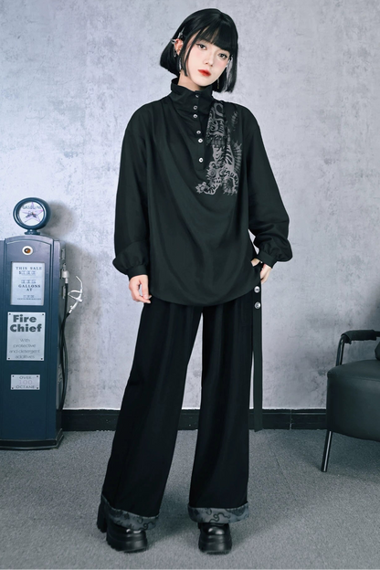 Slimming Retro Lantern Sleeve Top