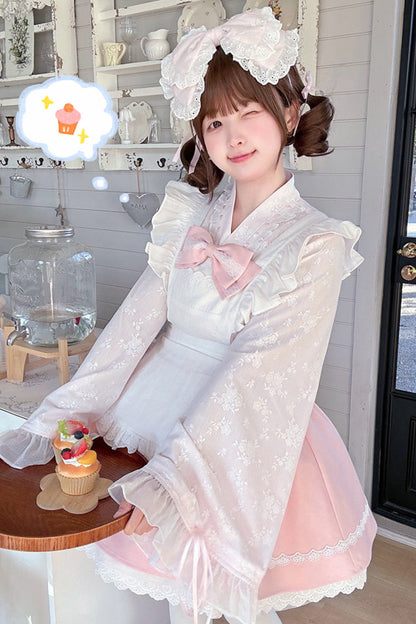 Cherry Maid Girly Top + Flared Skirt + Apron