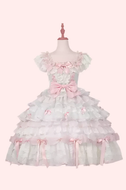 [Reservation deadline on October 18] Rose Garden Floral Pearl Ribbon Tulle Dress