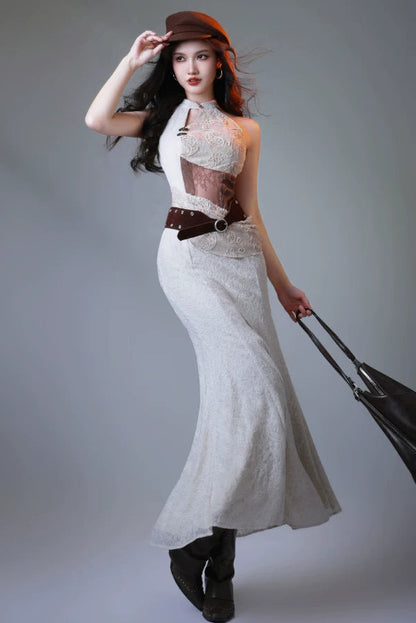 White Lace Sheer Mode Dress