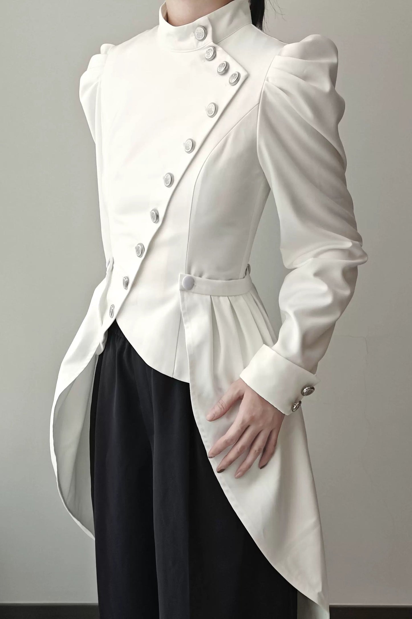 【9月28日予約締切】Gothic Prince Stand Collar Asymmetric Coat Jacket With Train