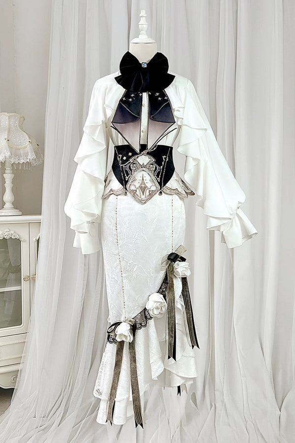 【予約商品】エレガントフラワースカート＋フリルトップス＋ウエストベルト