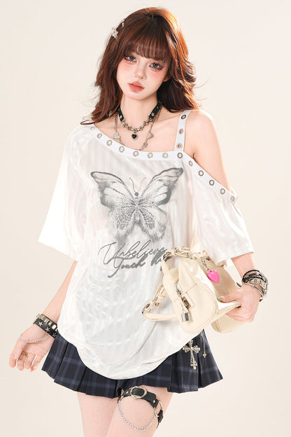 バタフライワンショルダールーズトップス