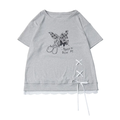 サブカルバタフライTシャツ+スカート+レッグカバー
