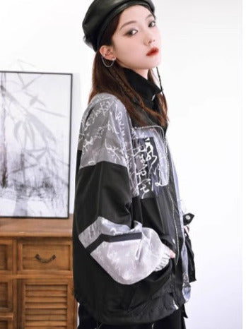 Retro Cool Stand Collar China Loose Jacket