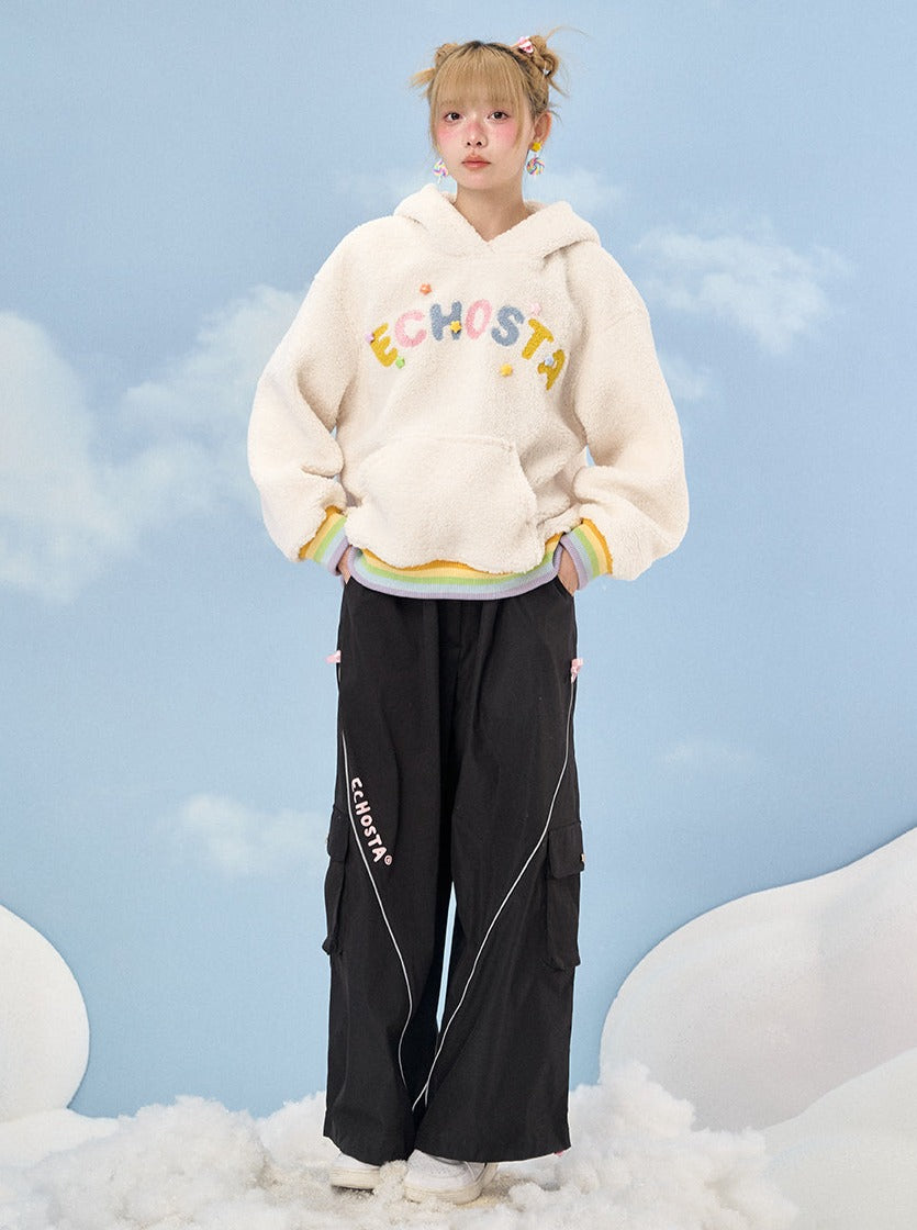 Logo Star Rainbow Hooded Boa Hoodie