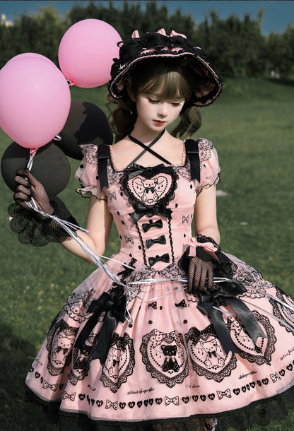 [Pre-order Deadline: September 16] Pink Purple Teddy Bear Series Sweet Princess Dress