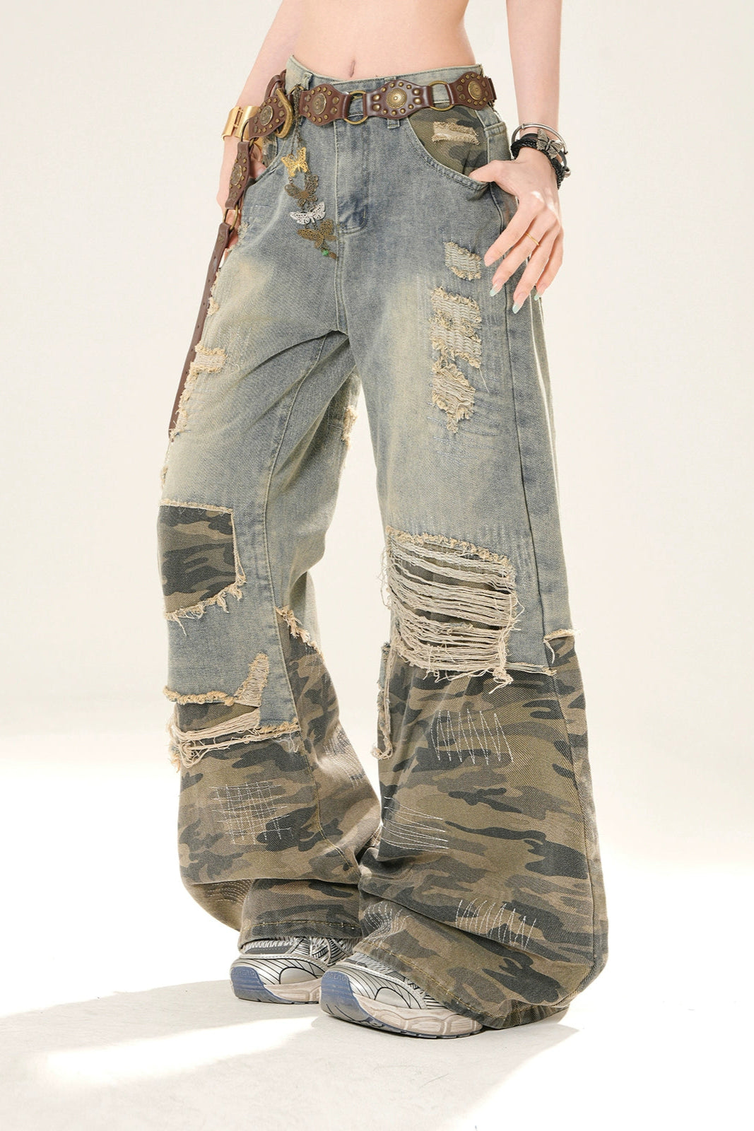 Distressed Loose Wide Leg Jeans