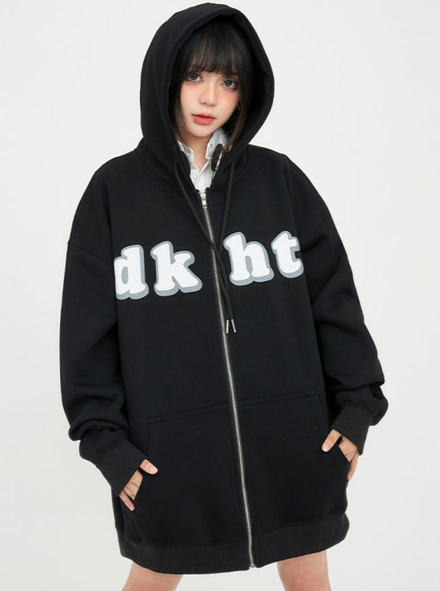 Logo colorful zip-up hoodie