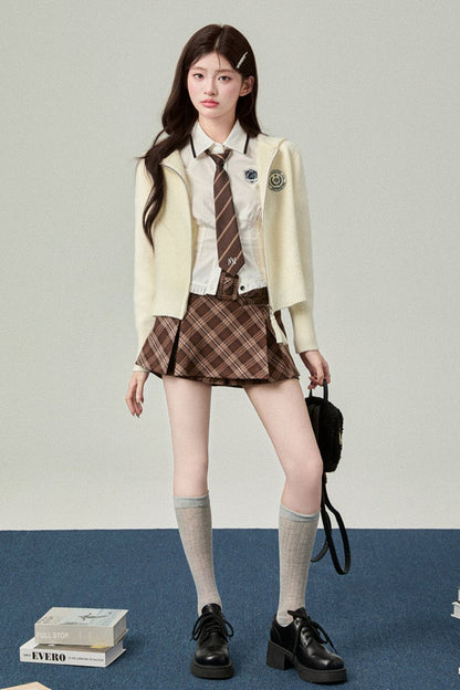 Belle Hooded College Style Knit Cardigan