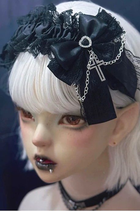 リボンレザーレースヘッドバンド