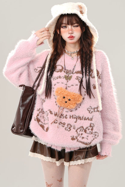 Cream Bear Luce Sea Horse Sweater