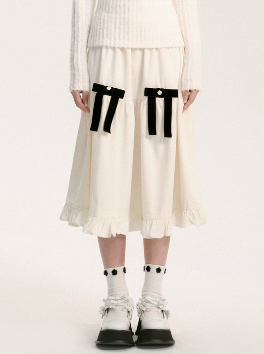 Ribbon half-length skirt
