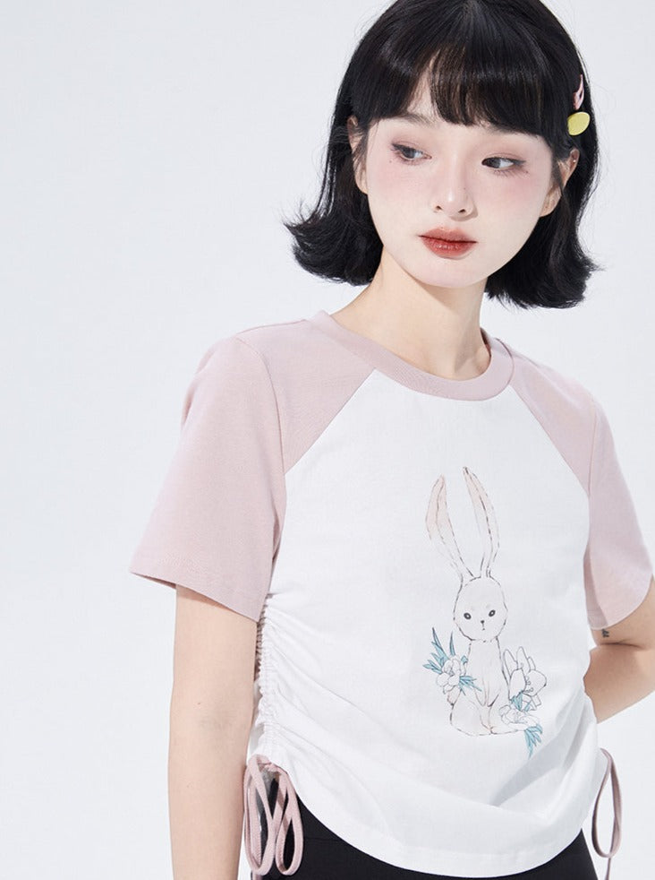 Rabbit print by color T -shirt