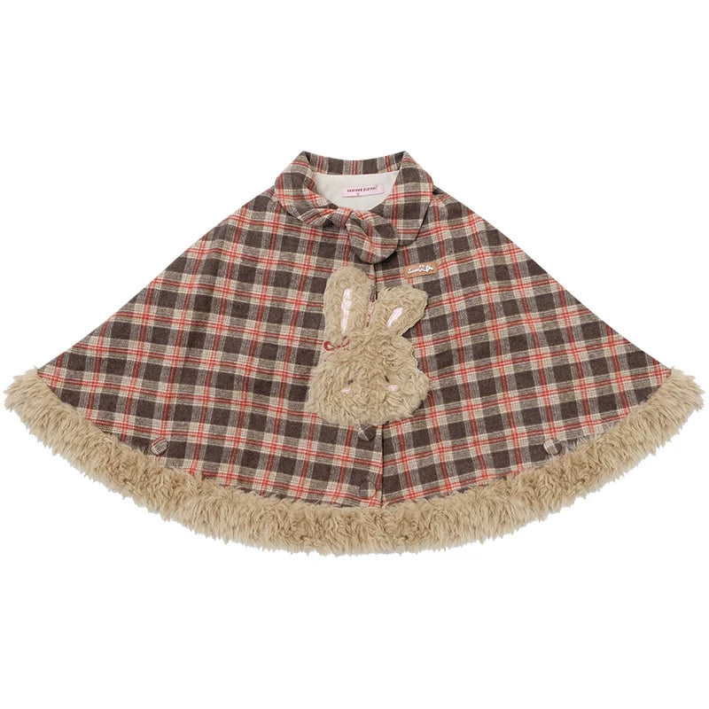 Fairy Tale Plaid Rabbit Cape Coat