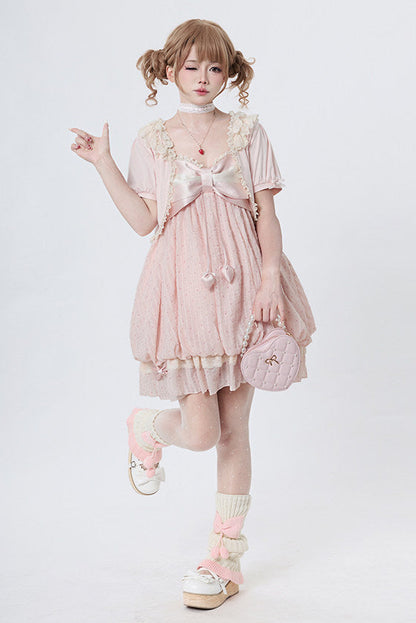 [Pre-order Deadline: May 29] Romantic Fairy Pink Lace Ribbon Cardigan