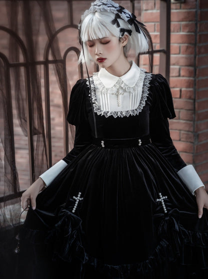 Velvet Cross Maid Gothic Dark Lolita Dress