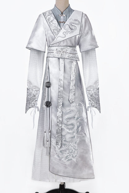 Silver Snake Improved Hanfu Dress and Jacket Set-Up