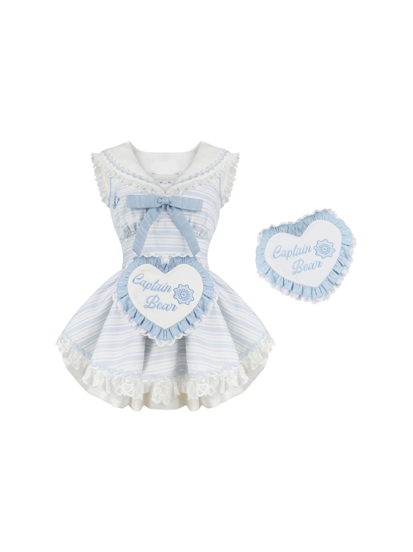 Sailing Bear Blue Border Dress