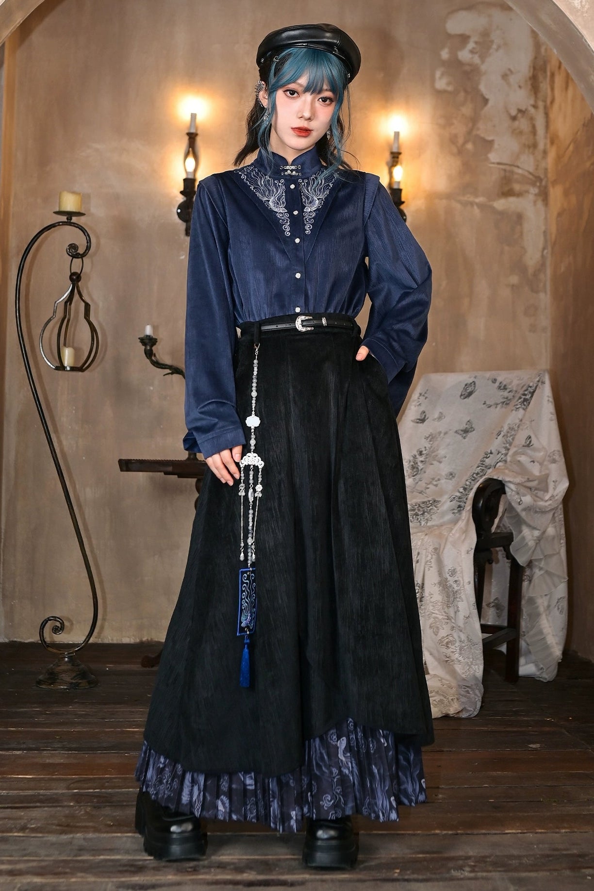 チャイナデザイフィンプリータードスカート