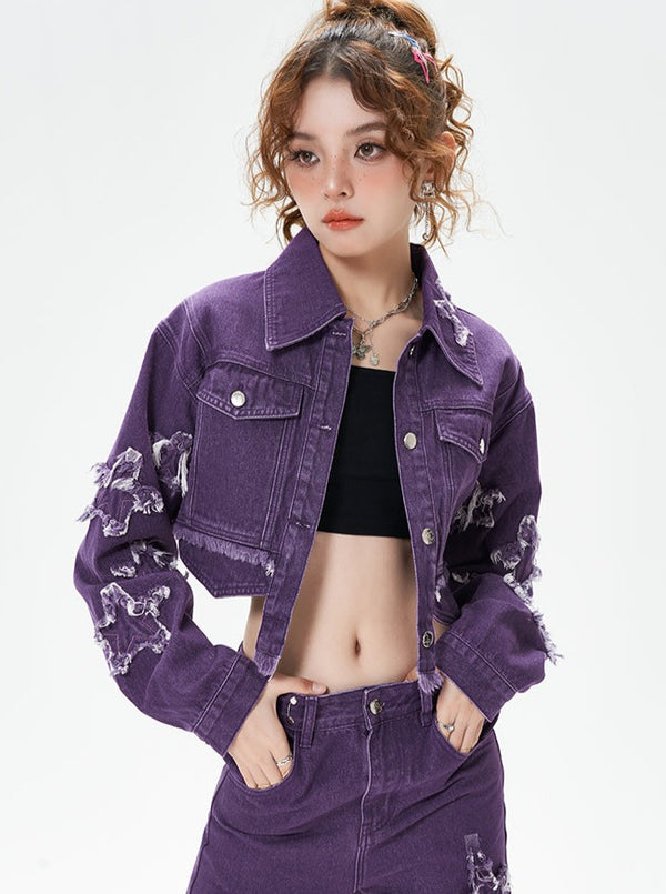 パープルストリートデニムジャケット＋デザインデニムパンツ