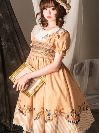 Elegant Retro Girl Flower Lolita Dress