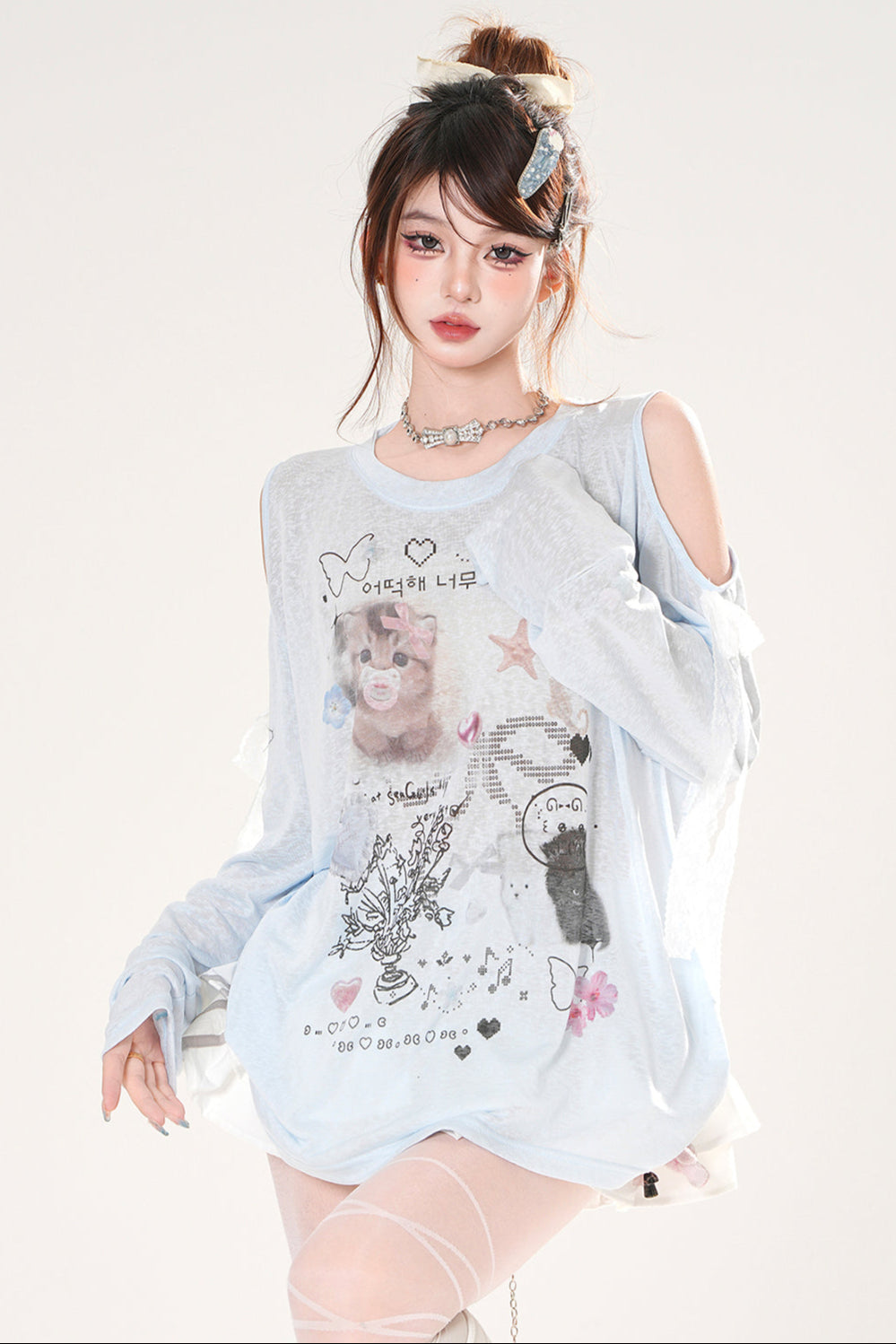 シアーキュートデザインブリージースモックトップス