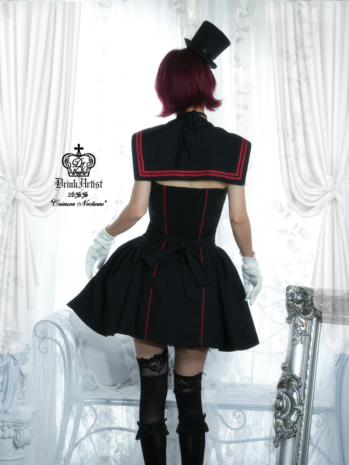 Black Red Navy Large Hem Backless Dress