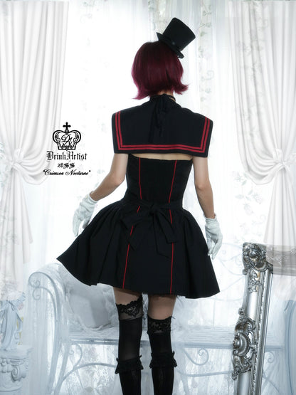 Black Red Navy Large Hem Backless Dress