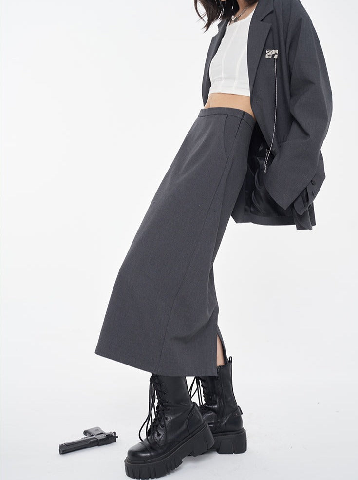 Draped middle straight skirt