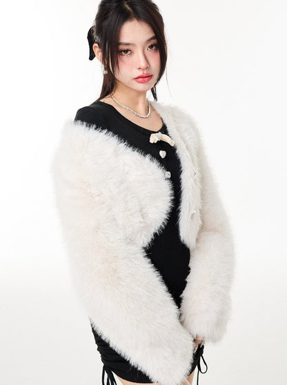 French fur short coat