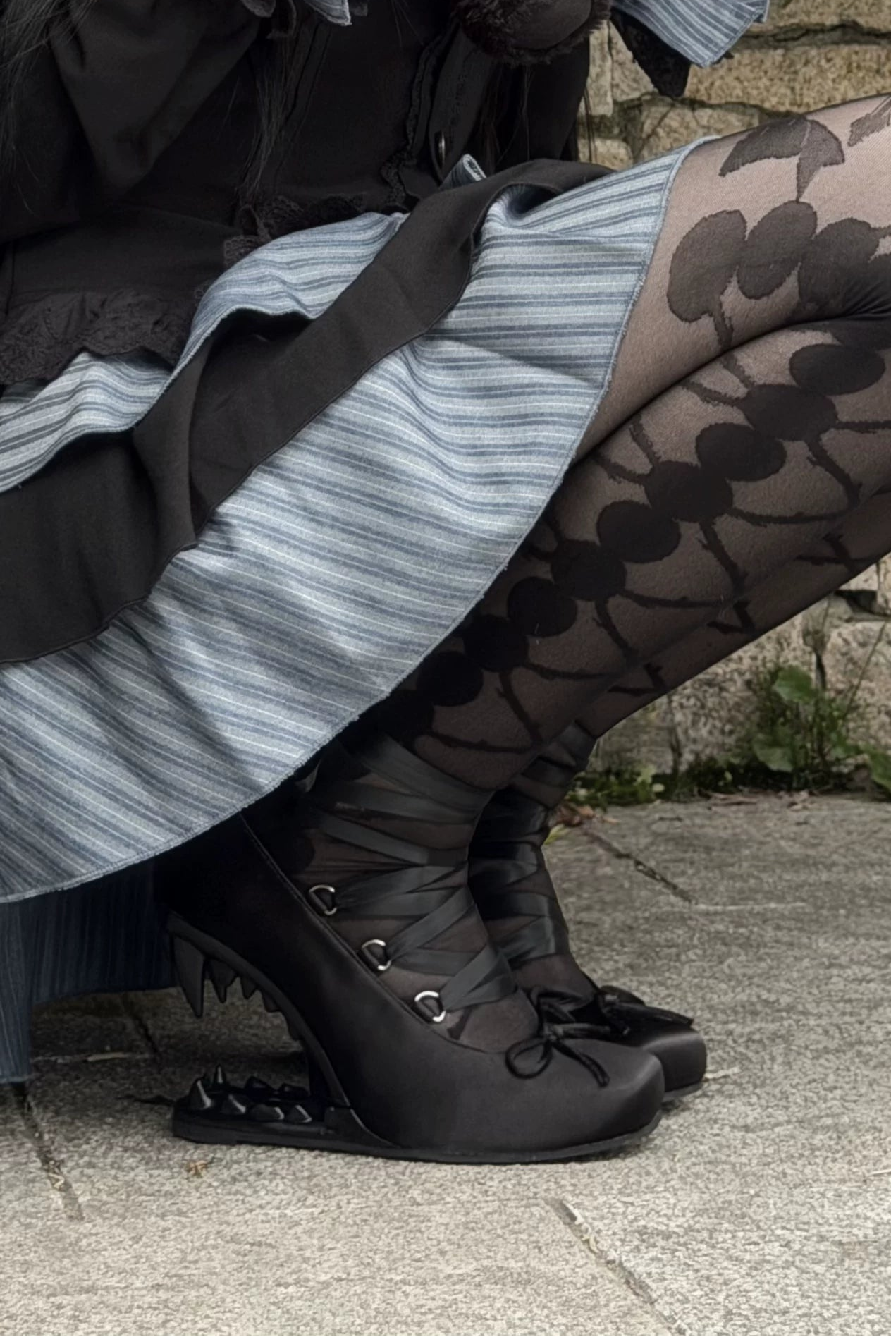 Dark Lace-Up Vampire Heels