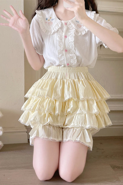 キュートフリルティアードスカートパンツ