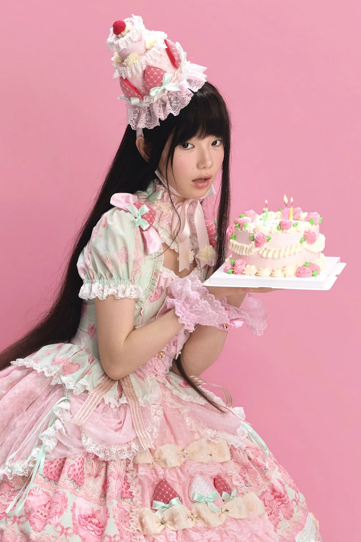 【6月26日予約締切】ストロベリースイートロリータシリーズアクセサリー（ケーキハット・ボンネット・チョーカー・ケーキバッグ）