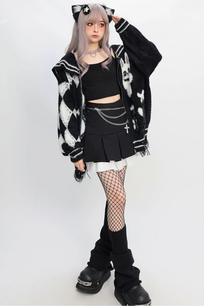 Sailor Argyle Rabbit Zip Cardigan