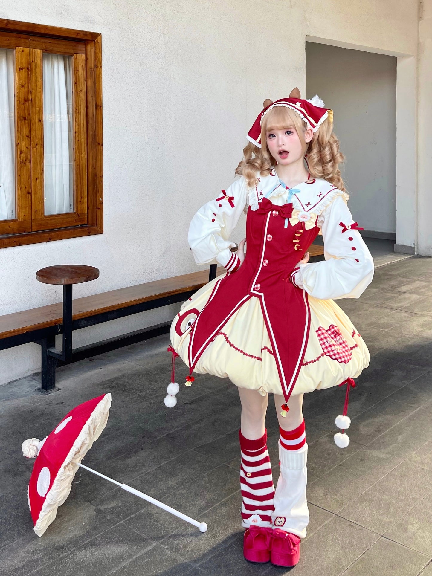 Fairy Tale Little Sheep Apple Balloon Clown Dress Suit + Accessories