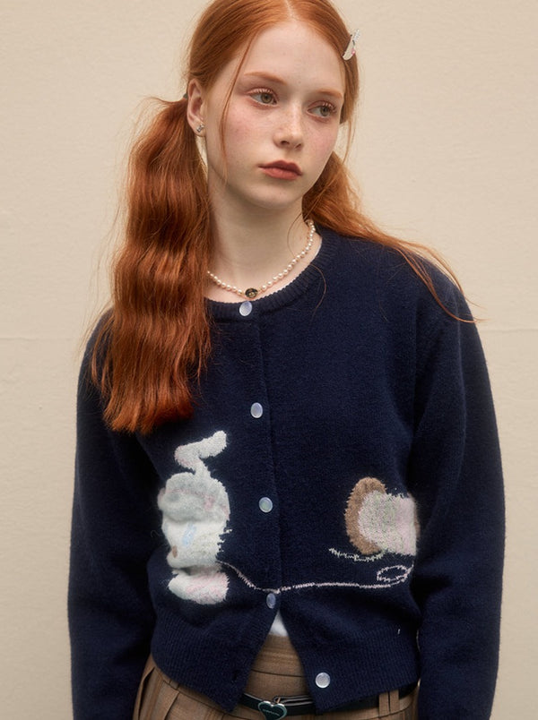 ラウンドネックヴィンテージキャットセーター