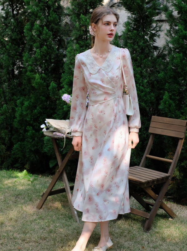 スイートガーリーレトロフラワーワンピース