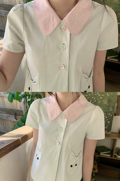 Green Apple Polka Dot Top + Skirt