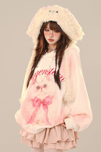 Cat Doll Loose Hoodie Oversized Sweatshirt