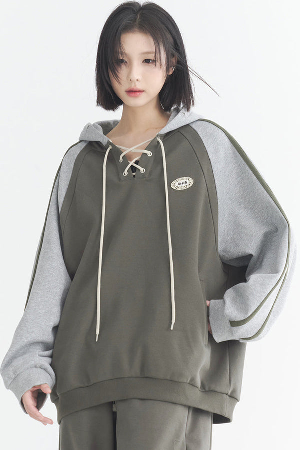 Soft contrast patchwork parka