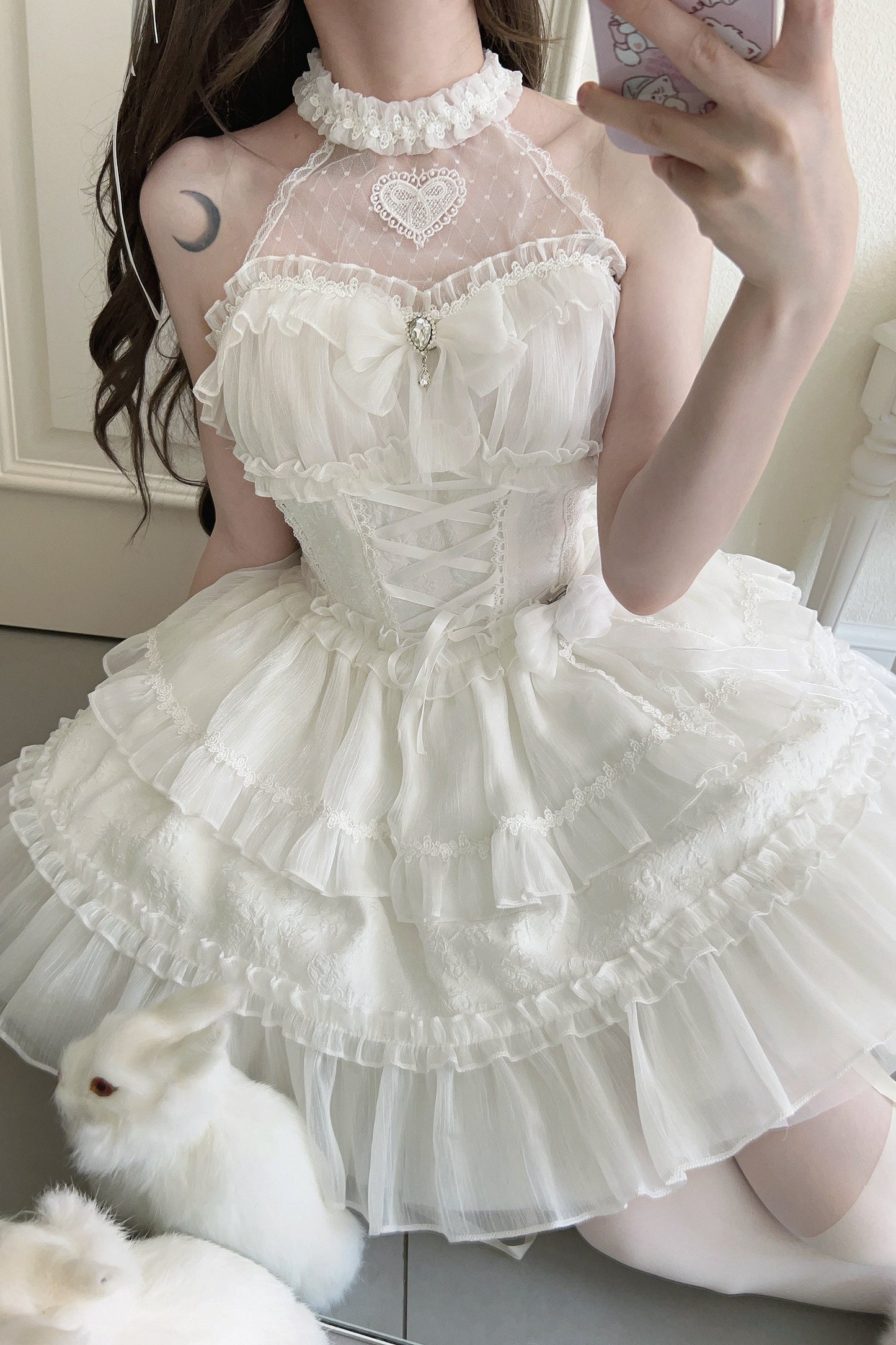 ホルターネックノースリーブシュガーロリータドレス