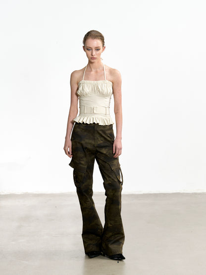 Pantalones cargo con multibolsillos y camuflaje láser