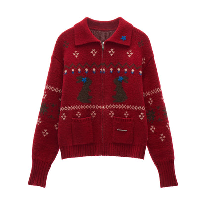 スノーフレークラビットニットカーディガン