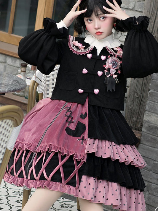 Asymmetrical Frilled Lolita Dress + Short Jacket
