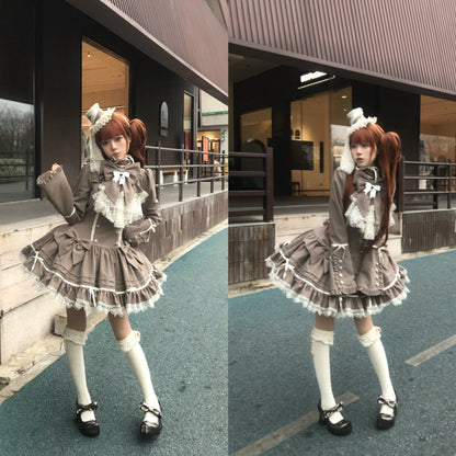 [Pre-order Deadline: April 25] Phantom Cat Sweet Ribbon Stripe Lace Bell Sleeve Lolita Dress