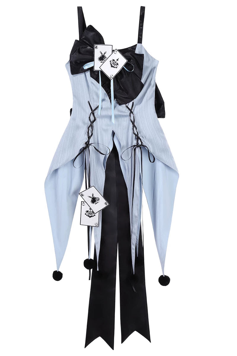 [Reservierungsschluss 10. Juli] Blau-schwarzes Alice-Gothic-Lolita-Komplettset mit Hasenohren-Haarreif und Kleid
