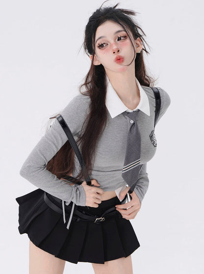 Campus Gossip Grey College Style Tops